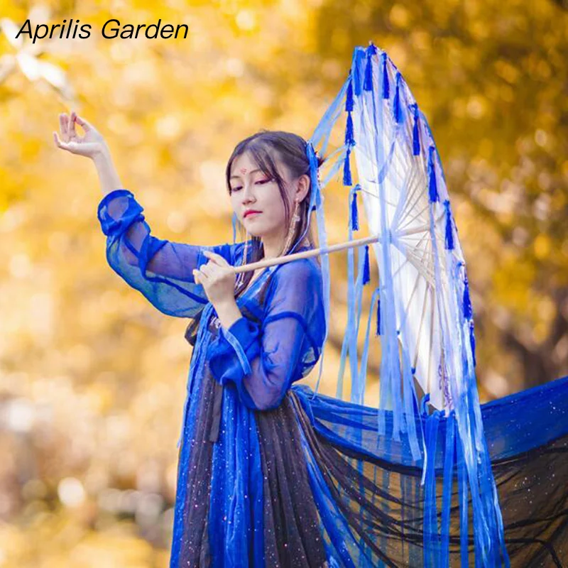 Fairy Hanfu Umbrella Ribbon Oiled Paper Tassels Woman Flower Photography props cosplay Chinese Japan | Дом и сад