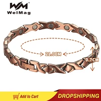 welmag pure copper bracelet homme therapy link chain magnet bracelet arthritis health energy charm bracelet for women jewelry