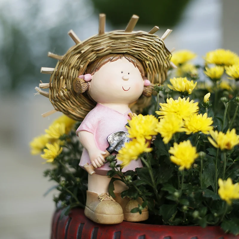 Пасторальная соломенная шляпа детские персонажи украшения из смолы мебель для