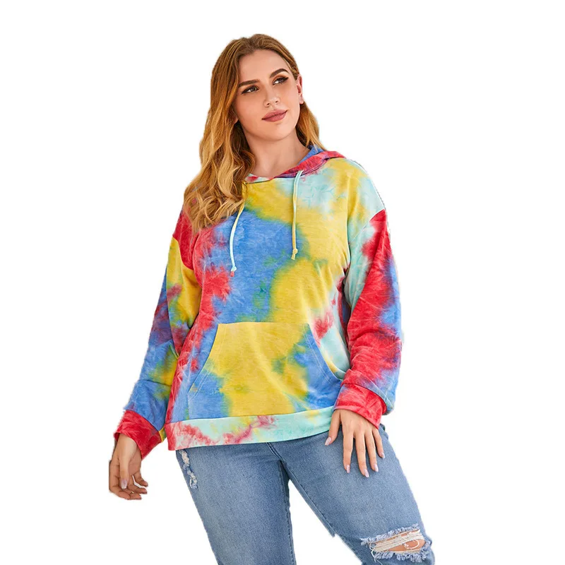 

Plus Size Hoodies Sweatshirt Women 2021 3xl 4XL 5XL Tie Dye Fall Clothing Winter Clotheskorean Japanese Fashion Oversized Hoodie