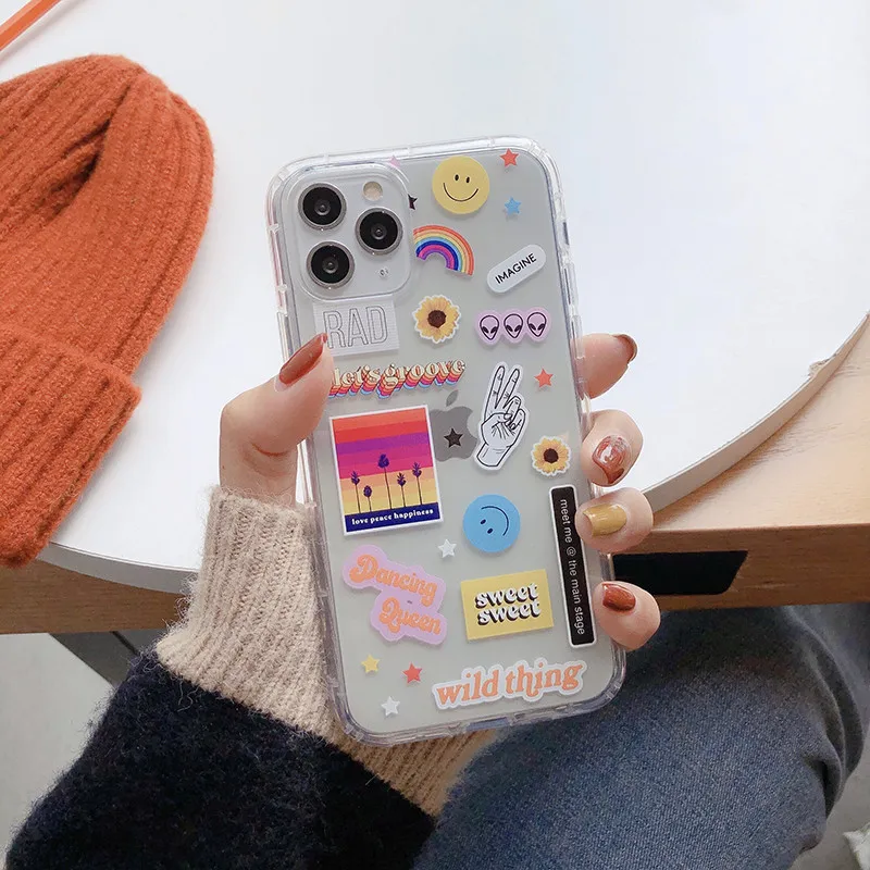 Чехол для телефона с милыми этикетками iphone 7 8 plus X XR XS Max 11 Pro 12 mini прозрачная задняя