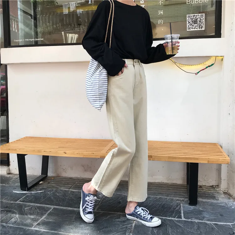 

Women's Jeans New Spring/autumn High Waist Cotton Fashion Casual Elastic Denim Buttons Pocket Ankle-Length Pants