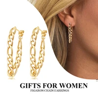 womens figaron chain ear jackets earring stainless steel front back links dangle minimalist cuff earrings