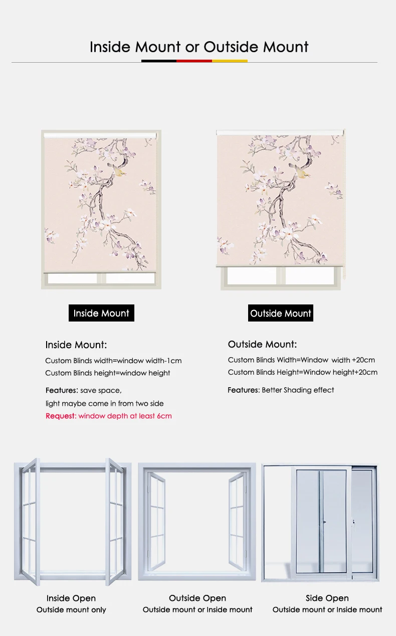 Chinese classical style Roller blinds Lotus flowers Birds Printing Blackout and daylight Window Blinds shades Bedroom balcony