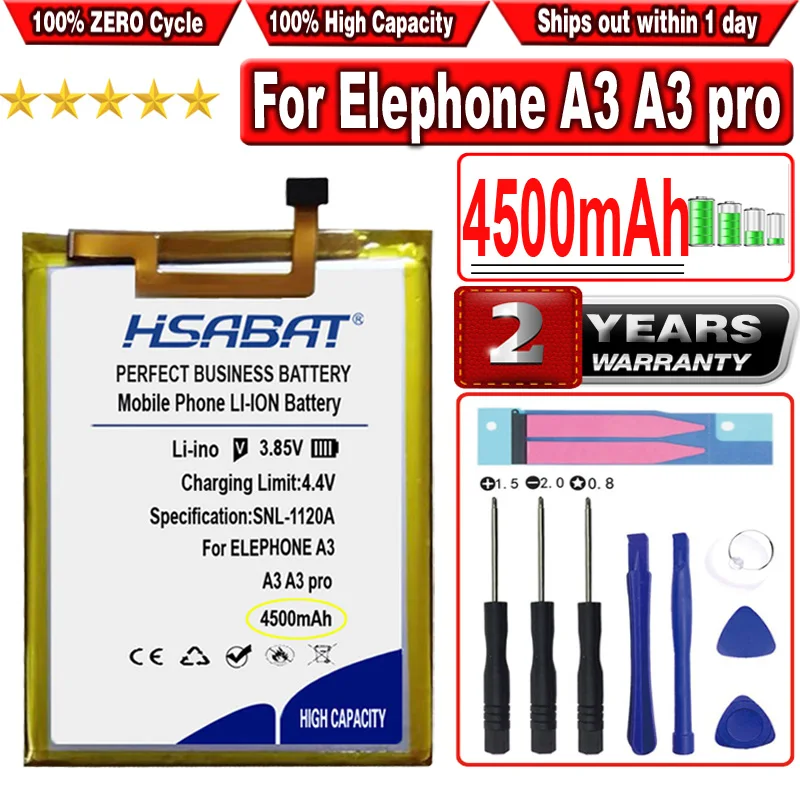 

HSABAT 4500mAh Battery for Elephone A3 / A3 Pro