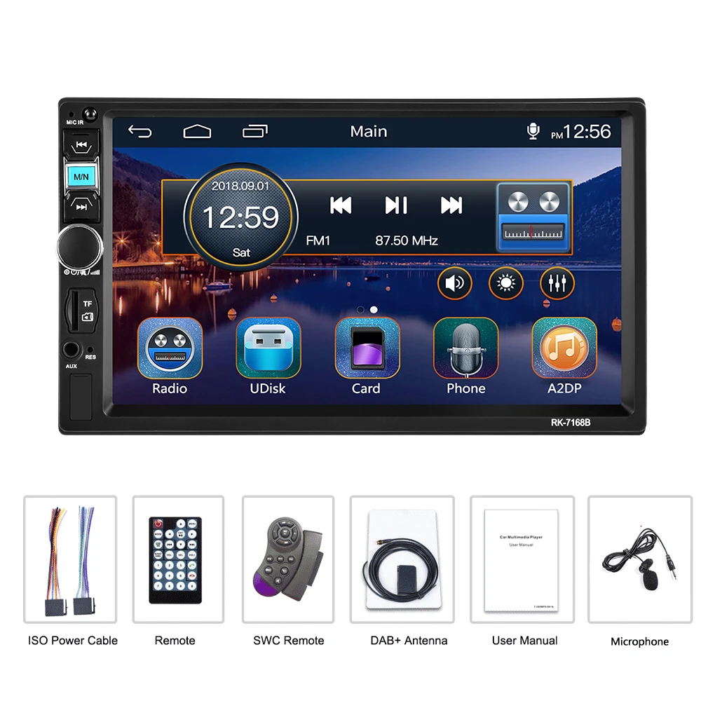 

Podofo 2 Din 7 MP5 Car Radio HD Player With Bluetooth Build-in FM AUX USB SD Function DAB+ Subwoofer External Microphone