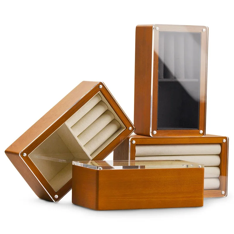 Oirlv Solid Wood Jewelry Box For Ring Earrings Necklace Pendant Bracelet Watch Storage Case Jewelry Display Box