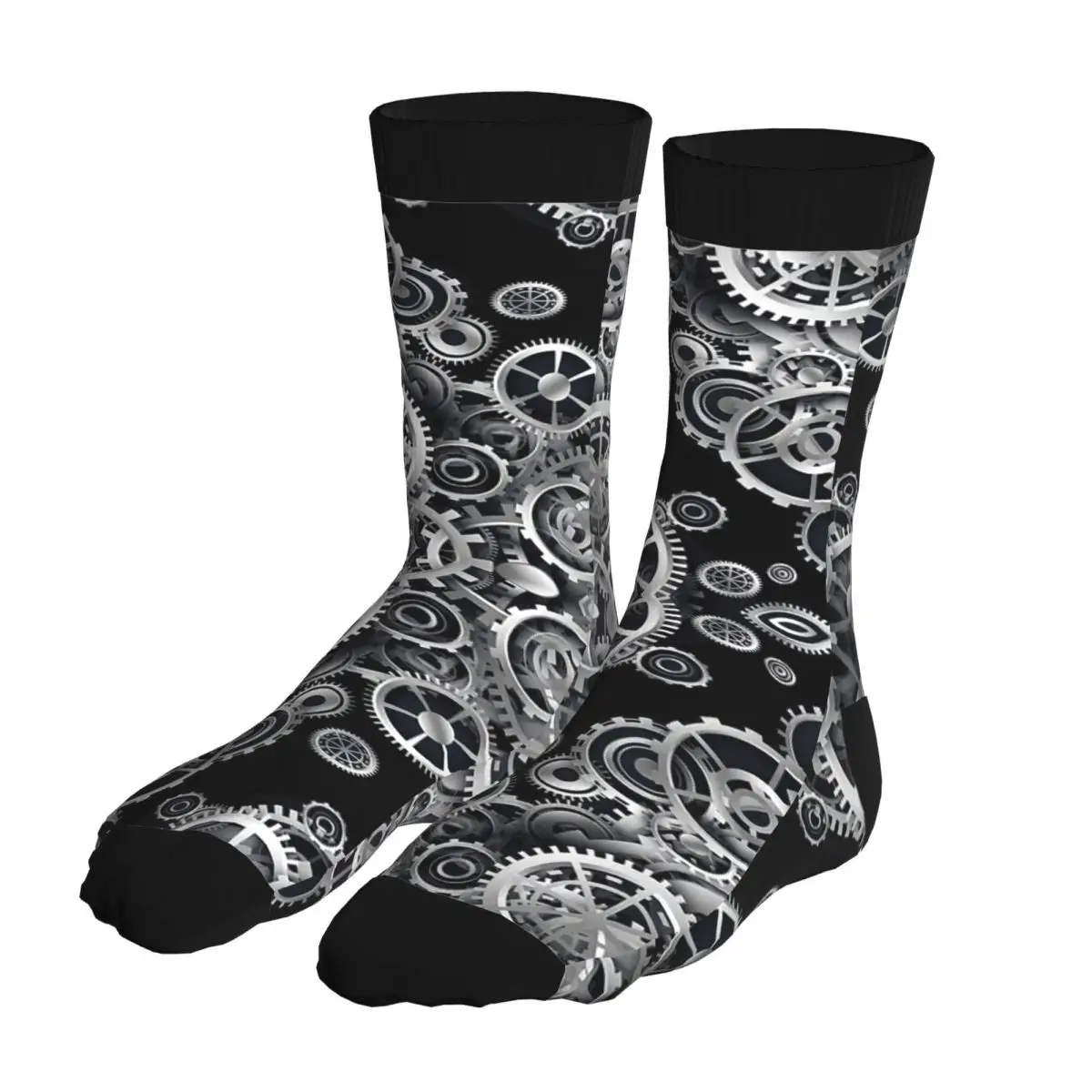 

Мужские носки в стиле панк в стиле стимпанк Серебристые Gears, толстые модные носки из 90% полиэстера, в стиле ретро, современные подарки