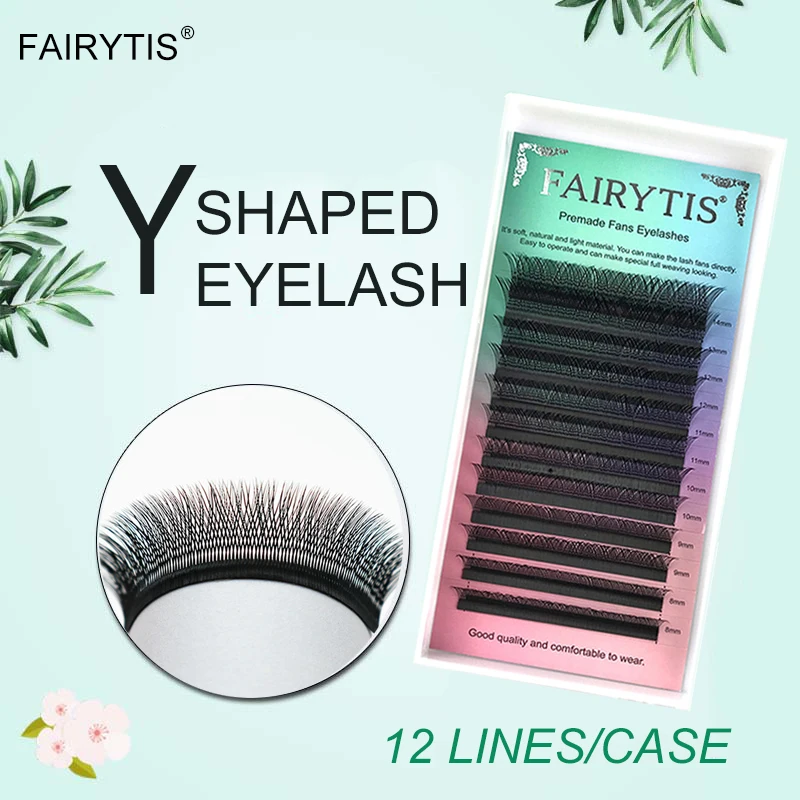 

FAIRYTIS 12Rows Individual Eyelash Extension C/D/DD Curl Mink False Eyelashes Premium Volume Makeup Lashes Supplies 8-15mm