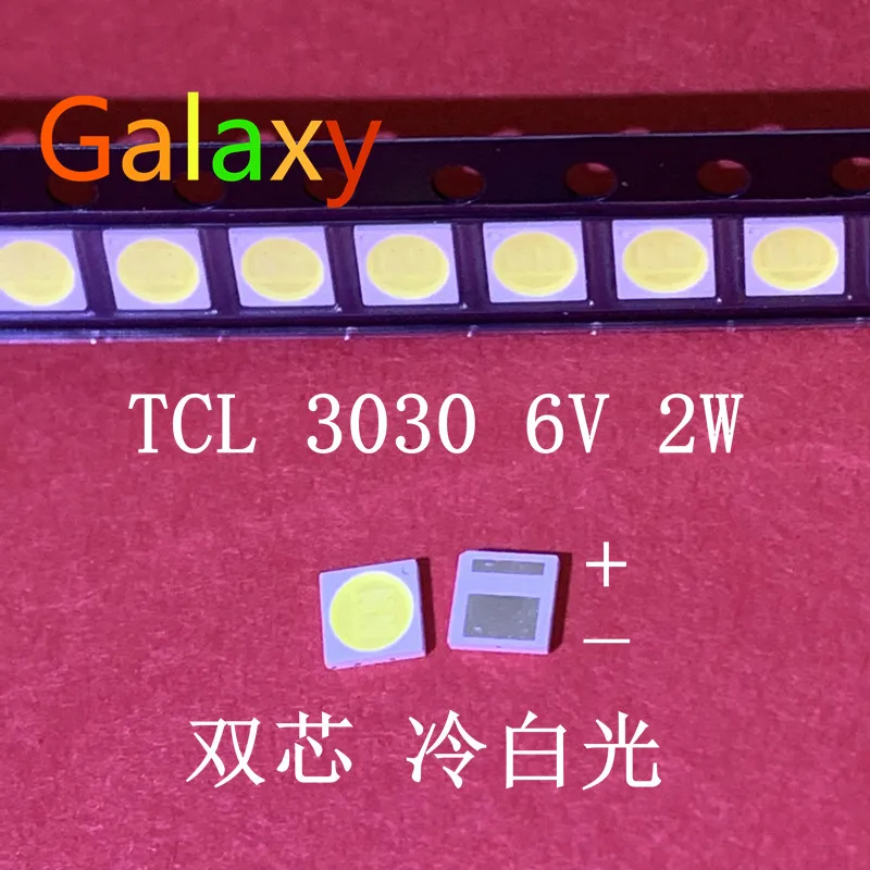200 шт. светодиодная подсветка TCL 2 Вт 3030 6 в холодный белый 80 90 лм приложение для