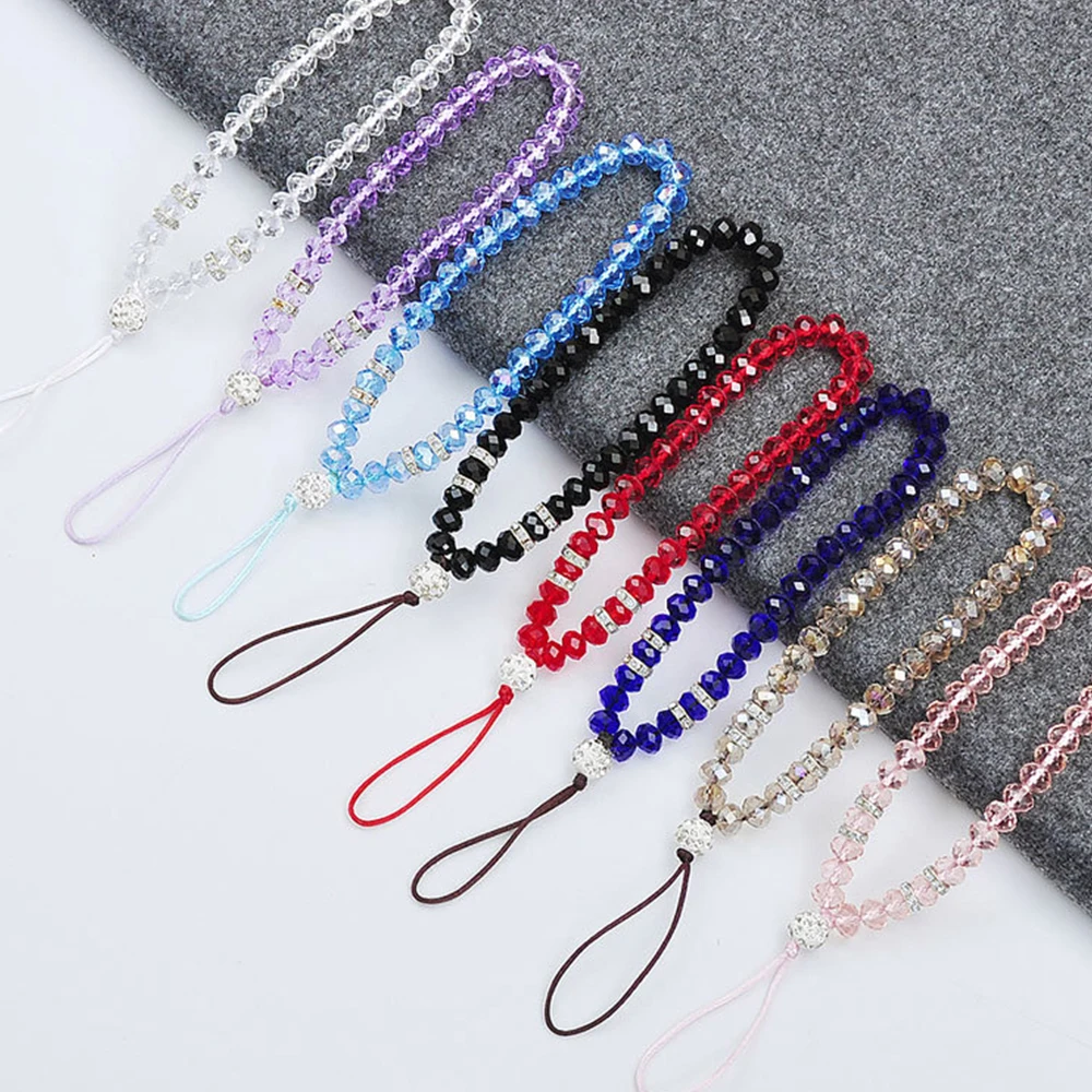 

Crystal chain work card key student girl short wrist phone lanyard
