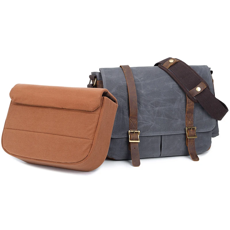 Camera Bag with Photo Pouch Canvas DSLR SLR Strap Case Casual Shoulder Bag Vintage Messenger Comfort Camera Bag Men's Handbags
