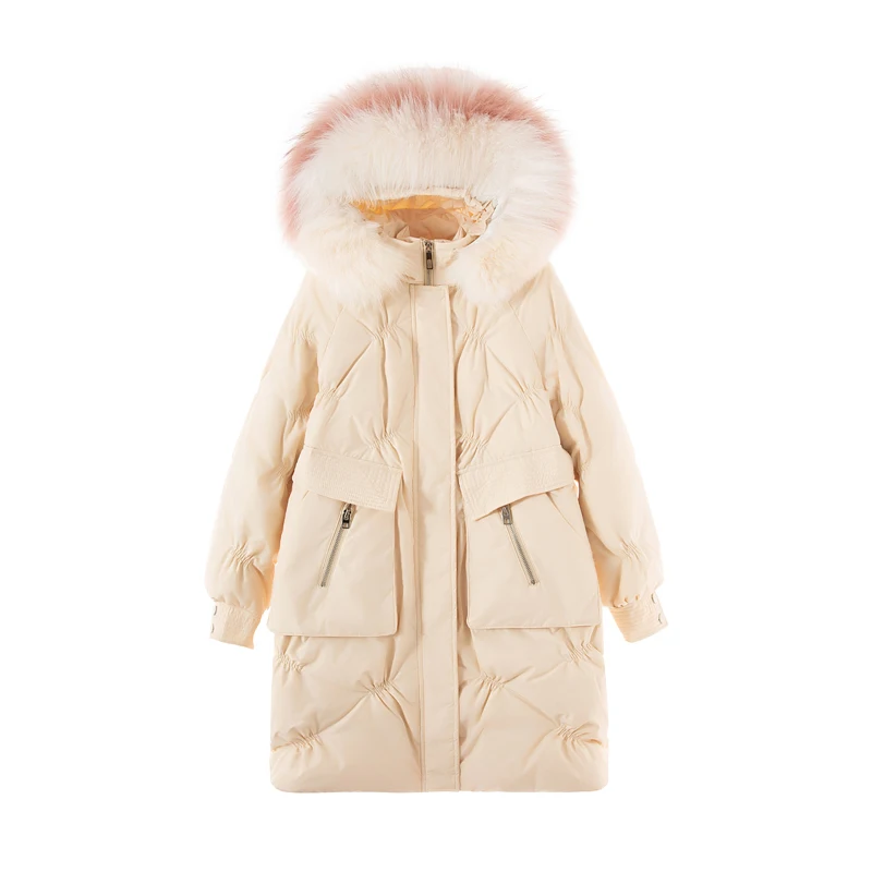 Fitaylor зимние женские тонкие большие длинные парки с натуральным мехом на белом
