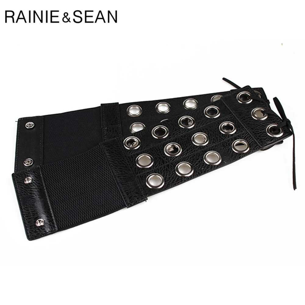 Рейни Шон в стиле панк рок черные широкие кожаные аксессуары для женщин