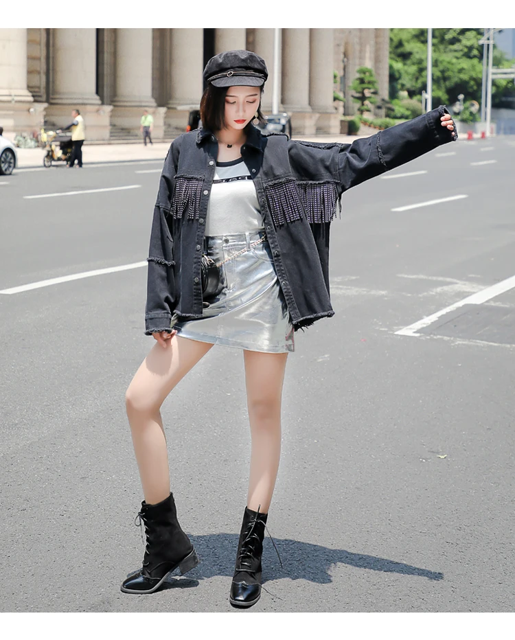 Новинка модная Свободная куртка Hebaoli в стиле пэчворк с кисточками и длинными