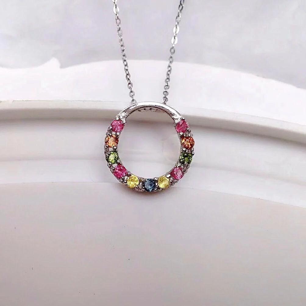 Кулон из серебра серебряный круглый кулон пробы с натуральным турмалином 2 5 мм