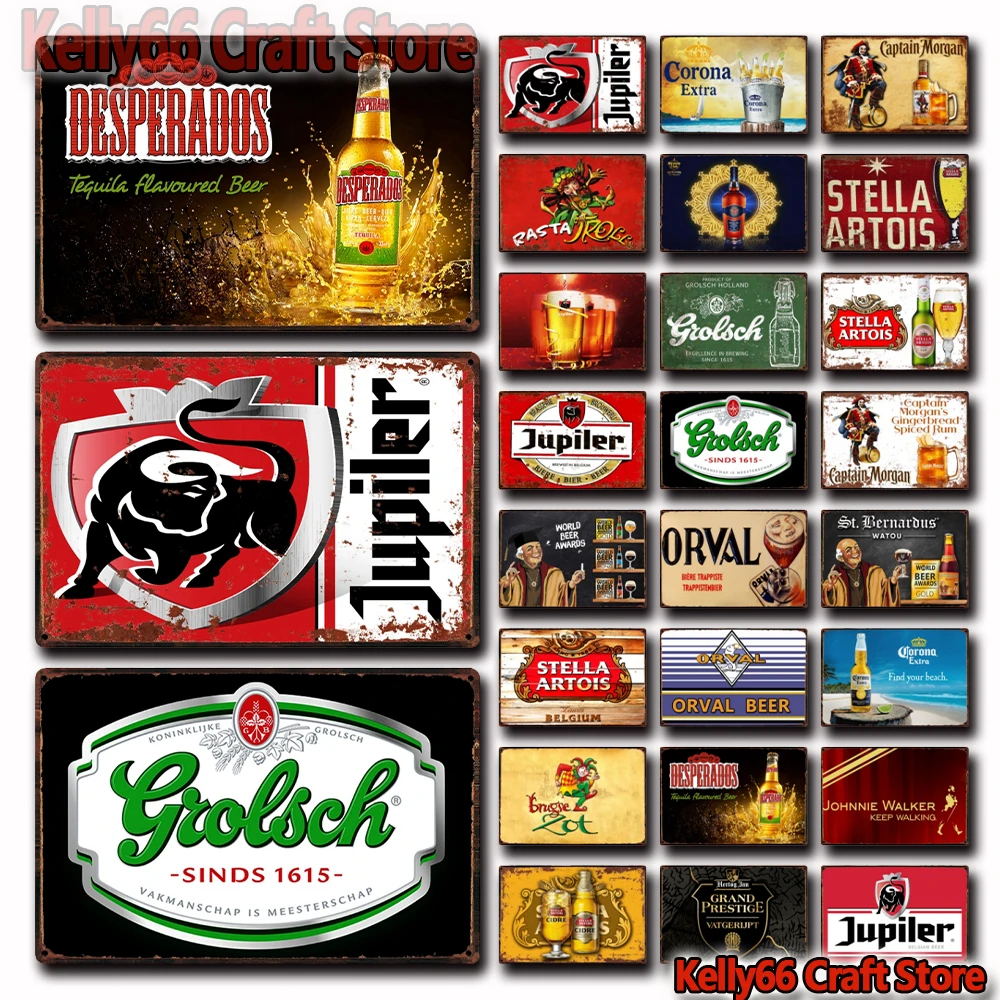 [ Kelly66 ] Stella Artois Jupiler Captain Morgan Belgian Dutch Beer Tin Art Metal Sign Home Decor Painting 20*30 CM Size Dy192