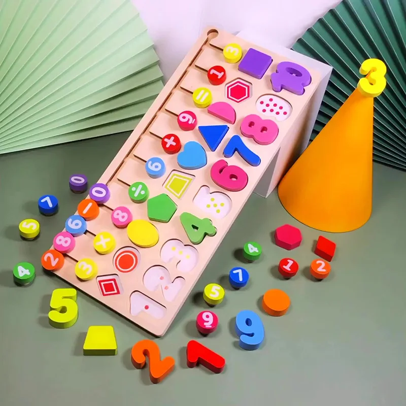 

Baby Montessori Early Educational Toys Children Puzzle Color Shape Cognition Learning Board Educational Toys Gift Kid Wooden Toy