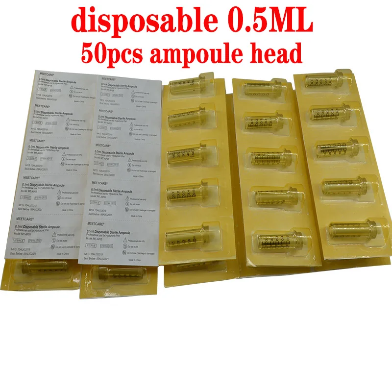 0.5ML 50pcs head Стерильная гиалуроновая ручка-распылитель, гиалуроновая ручка против морщин, пистолет для подтягивания губ, ручка для инъекций, одноразовые расходные материалы высокого давления, шприц - Номер модели: 0.5ML 50pcs head