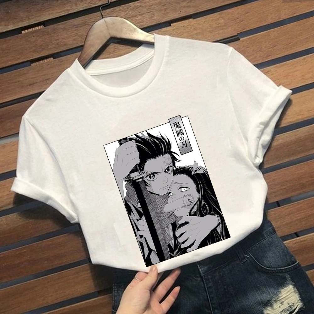 

Japanese Anime Nezuko Tanjirou T-shirt Demon Slayer Casual Loose Tshirt Unisex