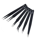 Набор пинцетов из нержавеющей стали 1,5 мм, 6 шт., антистатические, высокоточные, изогнутые, прямые, многофункциональные, кусачки для ремонта