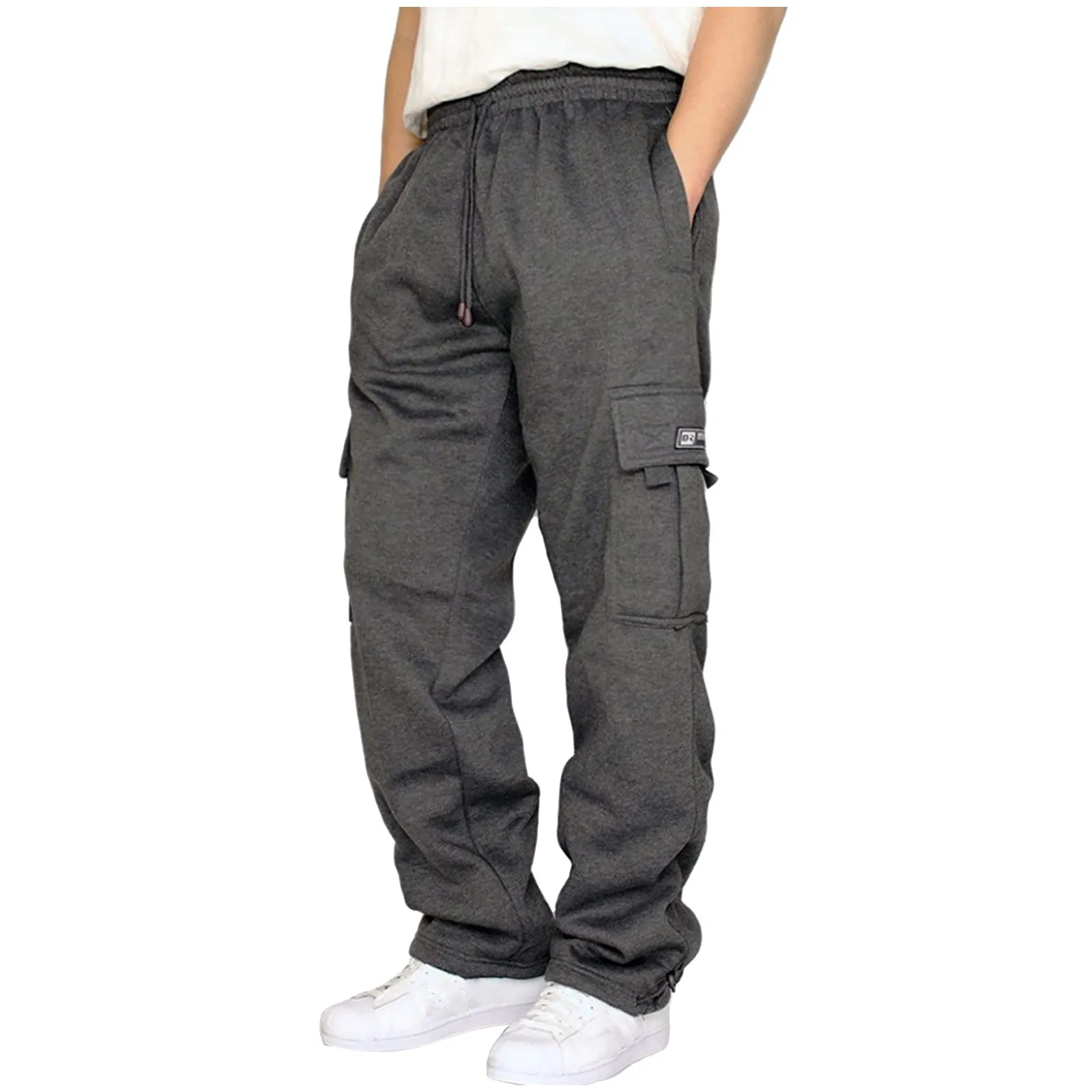 

High Quality Casual Pants Men Joggers Cargo Pants Loosening Waist Solid Color Pocket Trousers Plus Size For Male Sport Pants