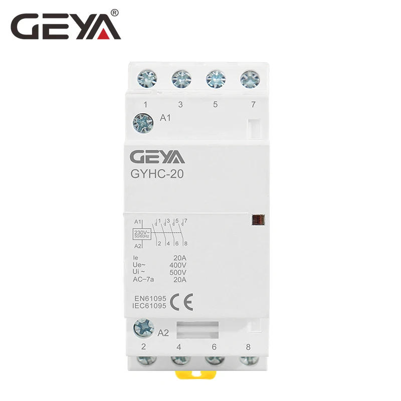 

Free Shipping GEYA 4P 16A 20A 25A 4NO or 2NO2NCHousehold Modular AC Contactor DIN Rail Type AC220V Automatic
