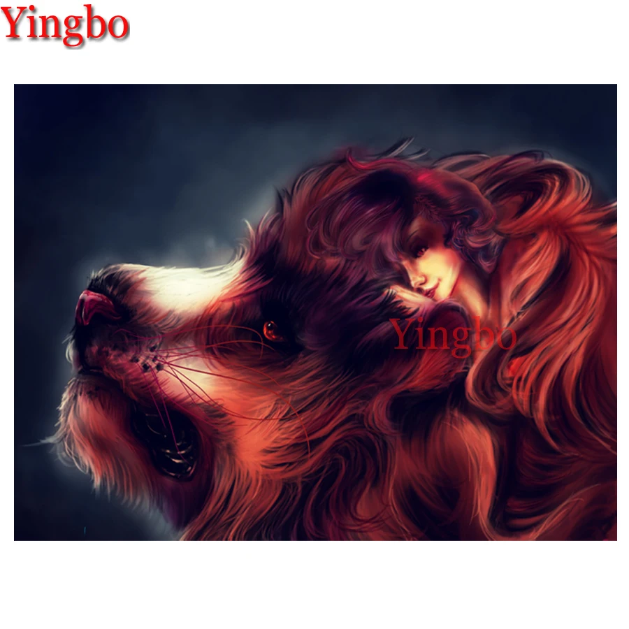 

5D DIY Diamond Painting Fantasy Wolf Beauty Cross Stitch Full Square 5d Diamond Embroidery Mosaic Rhinestones Decoration Gift