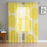 dahlia abstract flower yellow curtain for living room transparent tulle curtains window sheer for the bedroom accessories decor