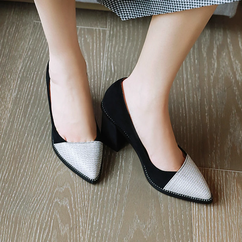 Classic Women Heels Shoes Elegant Pumps Fashion Suede Heeled Woman Office Party Large Size 34- 45 46 47 | Обувь