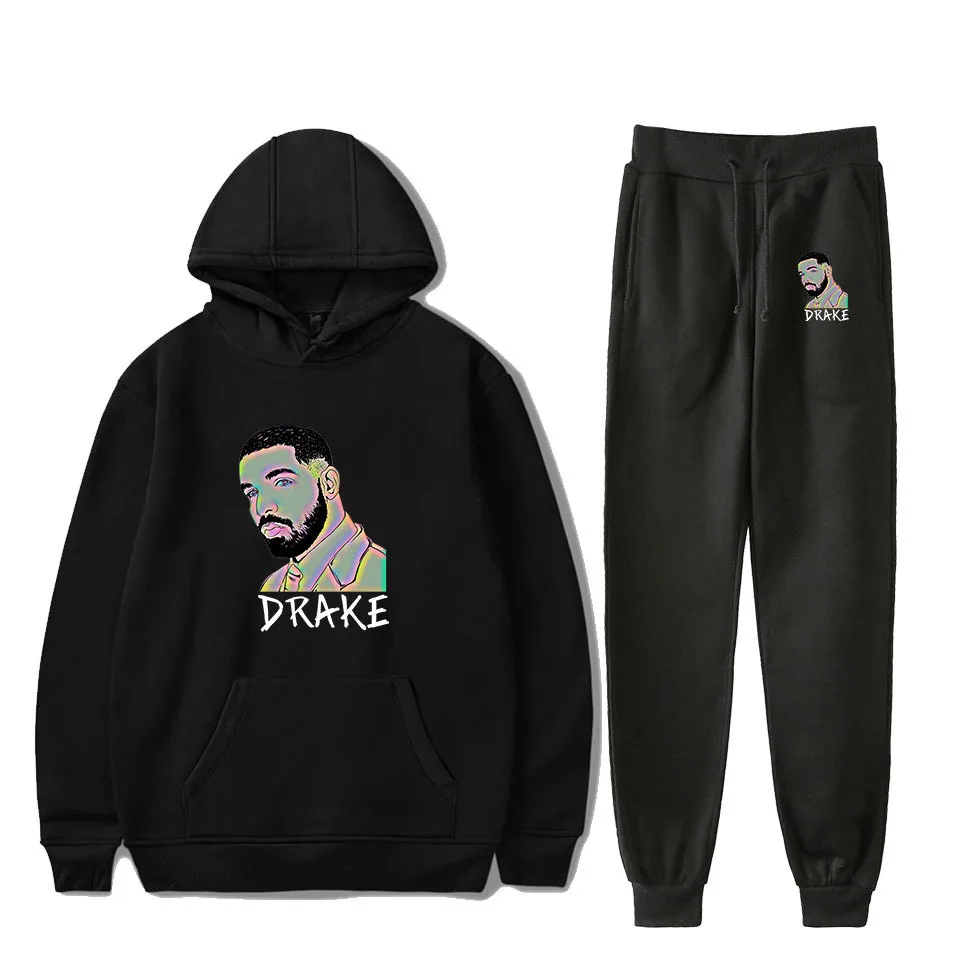 

Hip Hop Rapper Drake Men's Sportswear Sets Casual Tracksuit Two Piece Set Top and Pants Sweat Suit Male Sporting Suits Plus Size