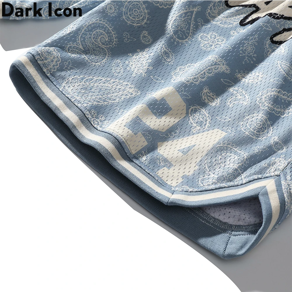 

Dark Icon Light Blue Bandana Shorts Men Summer Jersey Material Men's Shorts Streetwear Shorts for Man