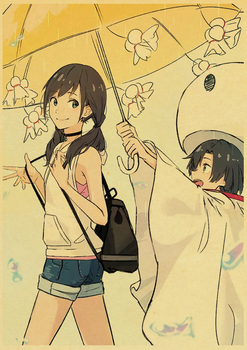 E171 Makoto Shinkai фильм выветривание с вами Ретро плакаты японский унисекс Декор крафт-бумага Детская Спальня Декор - Color: E171