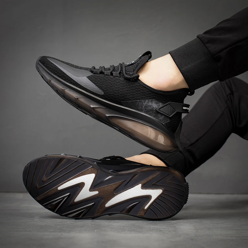 SALUDAS Original Men Running Shoes Outdoor Sport Sneakers Breathable Air Mesh Gym Elastic Knitting Vamp Sport Tennis Shoes