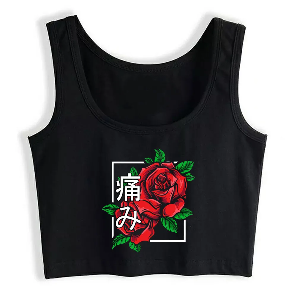 

Crop Top Women Aesthetic Japanese Rose Harajuku Tank Top Women Casual Women Clothes