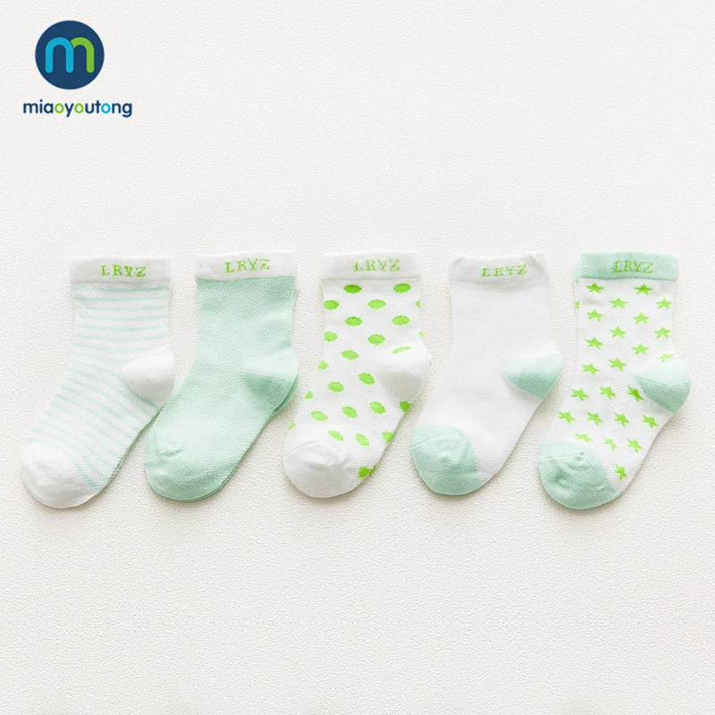 10 PCS Grass Green Dot Stripe Knit Breathable Mesh Cotton Soft Newborn Socks Kids Boy Girl Baby Meia Infantil Miaoyoutong | Детская