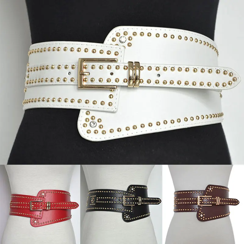 

Rivet Cummerbunds Coat Dress Decorative Waistband Fashion Corset Waist Belt Women Wide Belt Punk Style Irregular Pin Buckle Belt