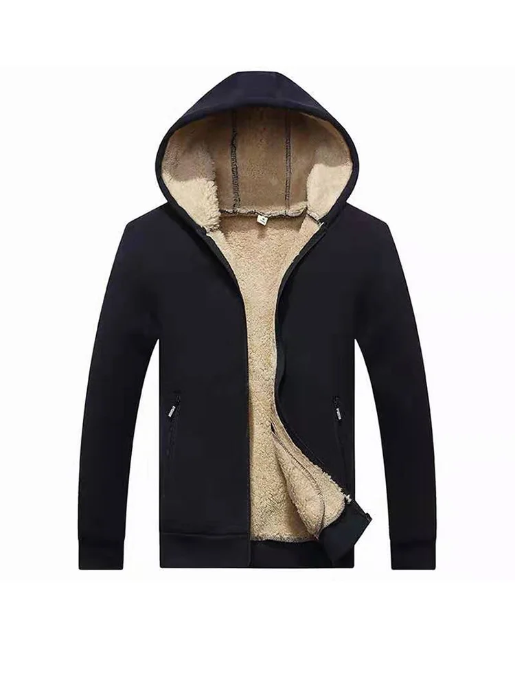 Мужская Флисовая походная куртка с капюшоном бархатная утепленная на молнии