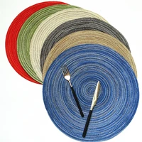cotton yarn placemat fabric woven round heat insulation pad table placemat coaster bowl mat pot home decor