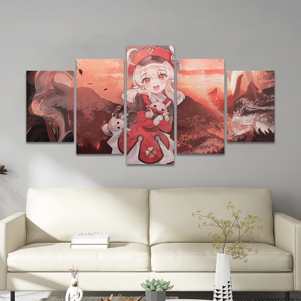 

Постер Klee Genshin Impact, 5 шт., картины для украшения дома, холст, HD-принты, настенное искусство, Модульная картина для гостиной