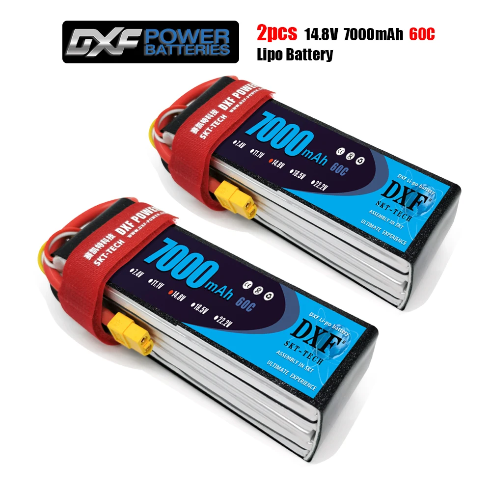 

2020 DXF 2 шт lipo батарея 4S 14,8 V 7000mah 60C Max 120C игрушки и хобби для вертолетов RC моделей литий-полимерный аккумулятор