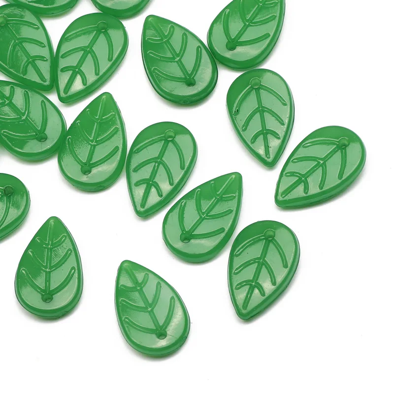 

50/100Pcs 11x18mm Green Color Acrylic Beads Leaves Charms Beads For Jewelry Making DIY Hairpin Earrings Fashion Charm Accessorie