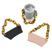 detachable chain coffee cup sets portable pu leather hand held glass cup holder travel cup outer packaging leather case decor