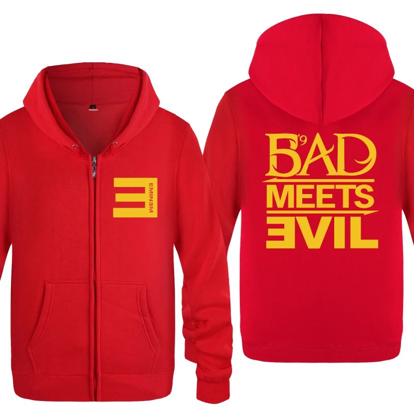 Мужская Флисовая кофта с капюшоном Eminem Bad meet Evil Rock рэп худи 2020 | одежда