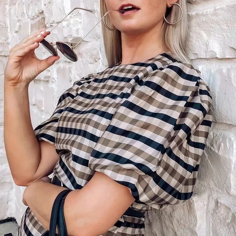 Женские платья мини платье в клетку с завышенной талией вечерние роковой