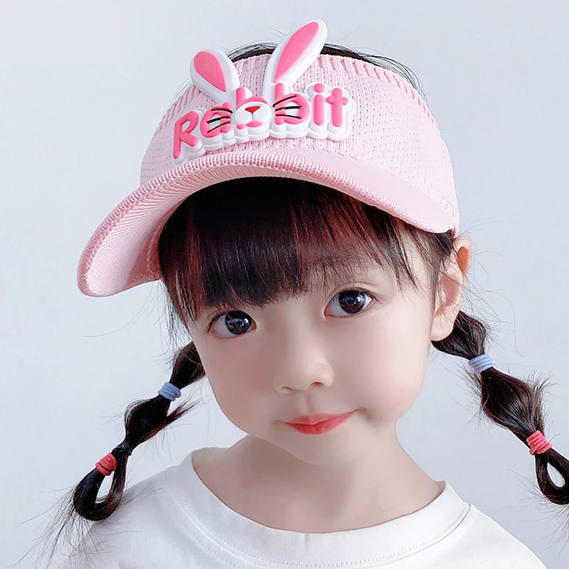 

K118 Summer New Children's Hats Cartoon Rabbit Empty Top Hats For Men and Women Baby Sun Visor Caps Breathable and Comfortable