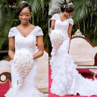 african plus size wedding dresses pleats tiered vestido de novia south african bridal gowns custom made mermaid wedding dresses