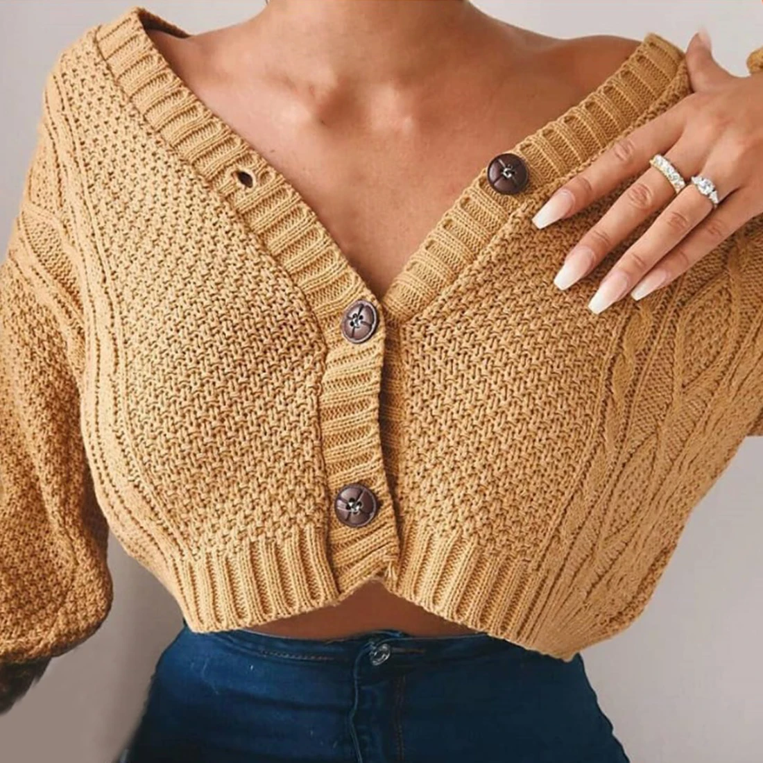 

Littlerossa Women Knitted Casual Cardigan Ladies Open Front Sleeve Sweater Coat Outwear Solid Long Sleeve Button Knited Coat