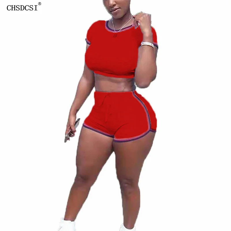 

CHSDCSI Outfit Two Piece Set Short Tops Shorts Club Women Tracksuit Gym Sporting Solid Shorts Jogger Pnats Suit Outfit Summer