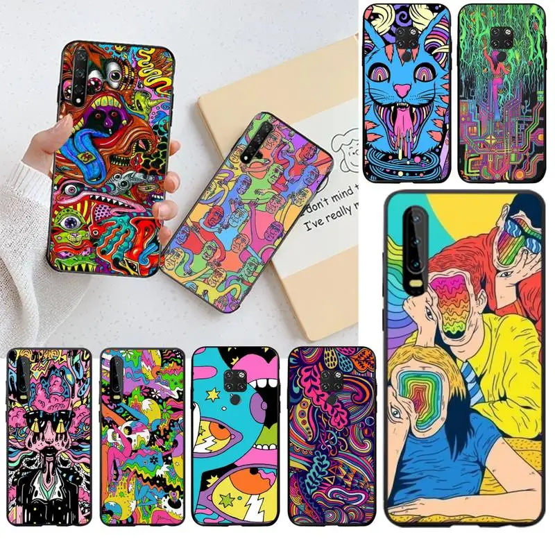 

CUTEWANAN Colourful Psychedelic Trippy Art Phone Case Capa for Huawei P30 P20 lite Mate 20 Pro lite P Smart 2019 prime